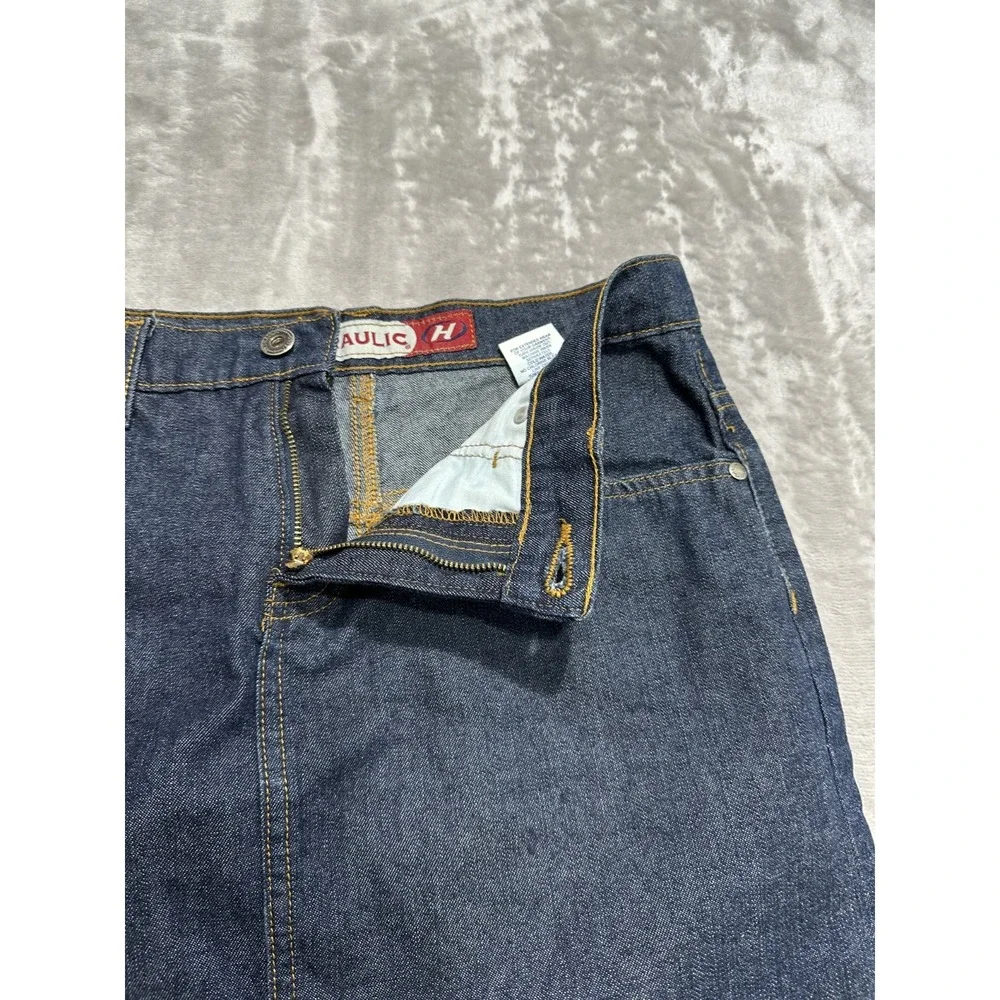 Hydraulic Denim Skirt Women's Size 7/8 Blue Vintage Zip Up‎ Front 5 Pocket EUC